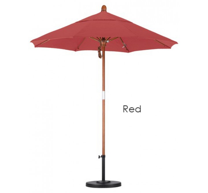 California Umbrella 11' FGlass Market Umbrella Pulley Open DV Marenti Wood - Olefin