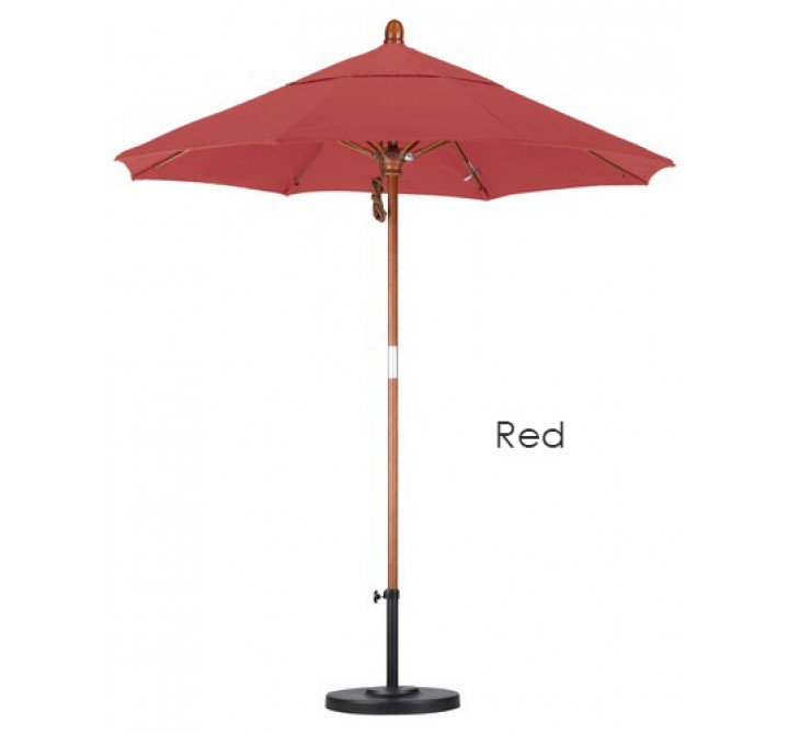 California Umbrella 11' FGlass Market Umbrella Pulley Open DV Marenti Wood - Pacifica