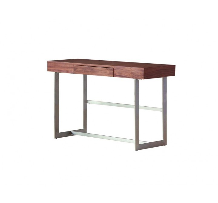 Remi Sofa Table Natural Walnut with Brushed Stainless Steel