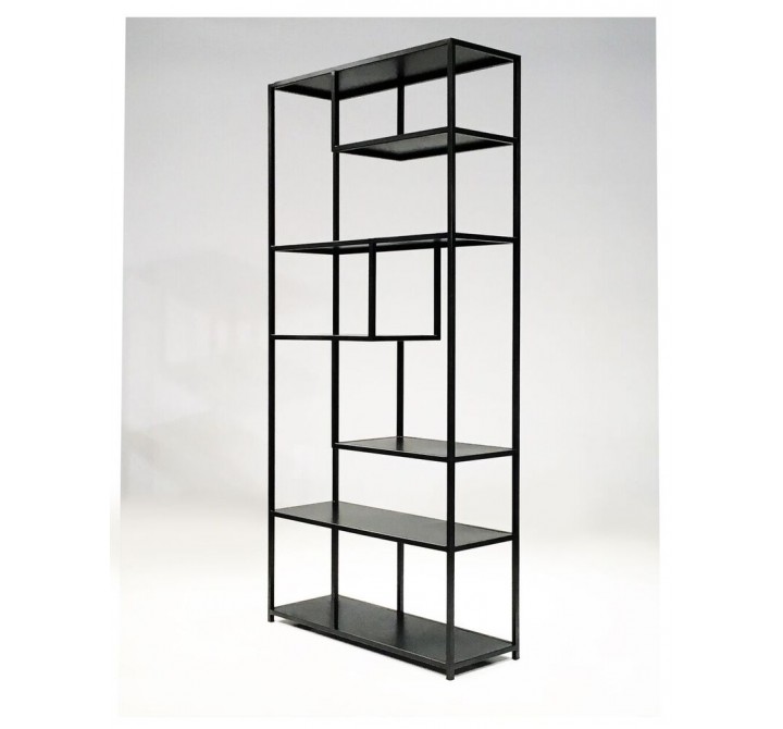 Booker Bookshelf Industrial Metal in Black Powder Coated Finish - Angled  Studio Shot