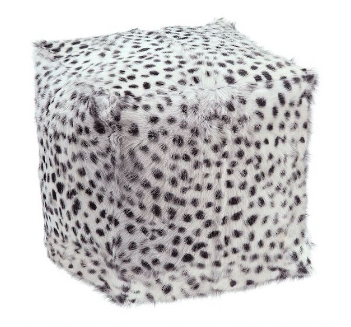 Moe's Home Collection Spotted Goat Fur Pouf - Light Grey
