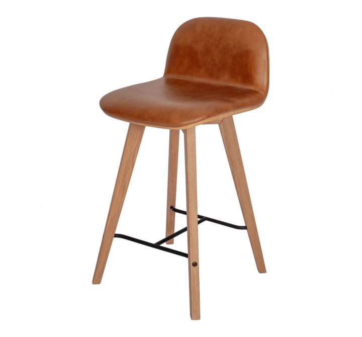 Napoli Leather Counter Stool Tan - Angled