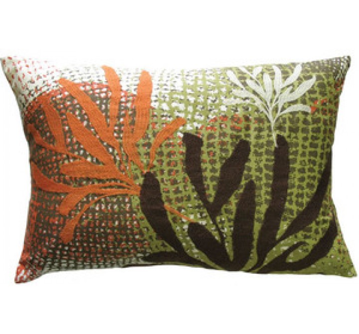 Koko Company Ecco 13" x 20" Pillow with Rust / Brown Leaves