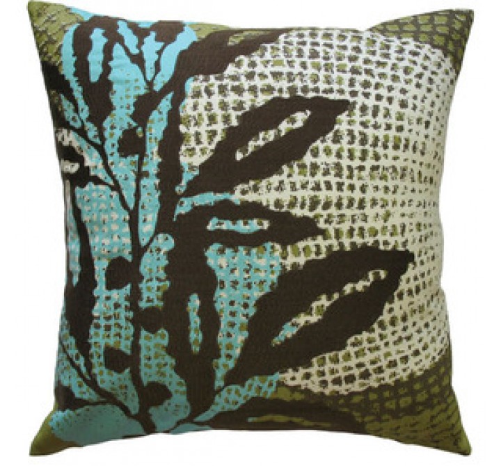 Koko Company Ecco 18" x 18" Embroidered Pillow - Brown Leaf