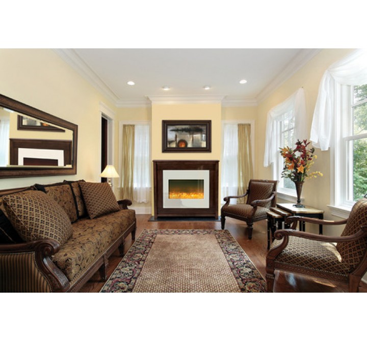 Amantii Electric Fireplace Zero Clearance Unit 30" W/ 32" x 26" White Glass Surround