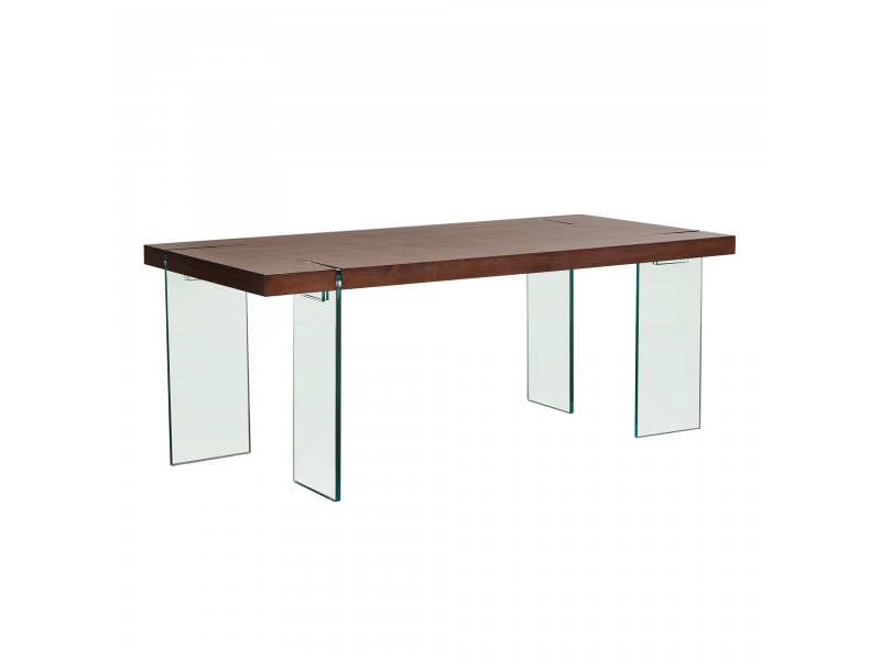 Diamond Sofa Rectangle Dining Table with Glass Leg - White Lacquer or Java Veneer Top - 10% off SALE!