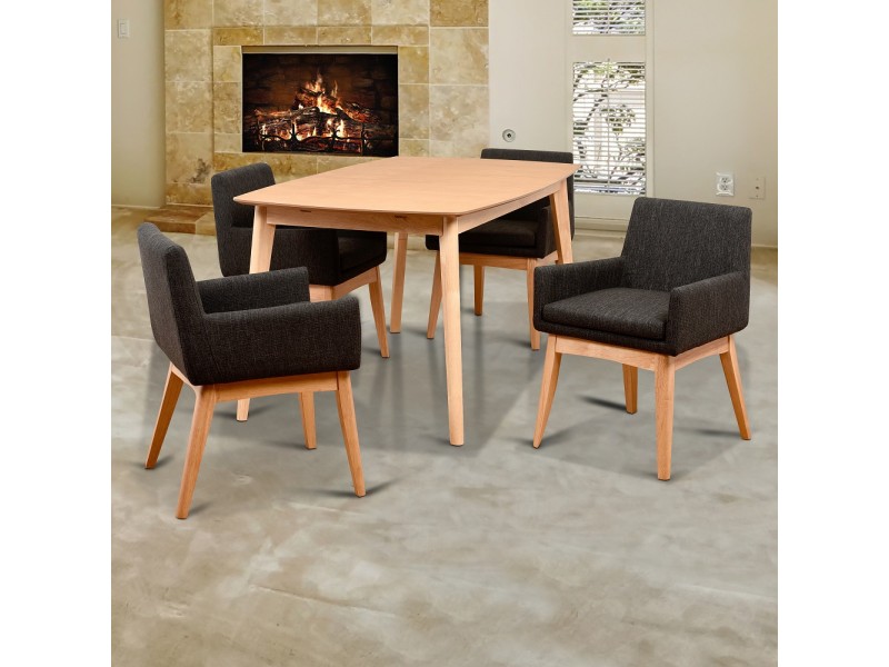 Midtown Concept Ruby 5 Piece Liqurice Rectangular Dining Set - Lifestyle