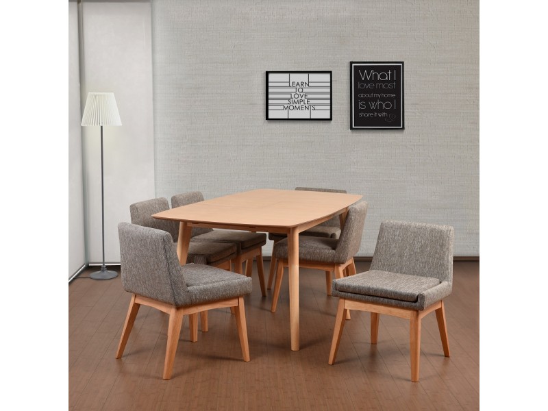 Midtown Concept Ruby 7 Piece Cream Rectangular Dining Set