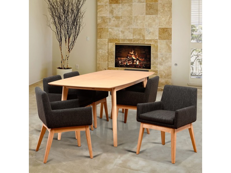 Midtown Concept Ruby 7 Piece Liqurice Rectangular Dining Set