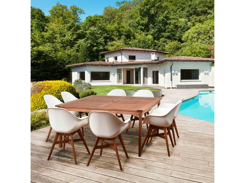 International Home Miami Amazonia Charlotte Deluxe 9 Piece Square Patio Dining Set  - Lifestyle