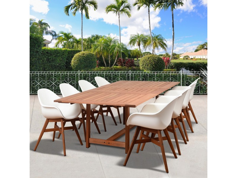 Amazonia Charlotte Deluxe 9 Piece Rectangular Patio Dining Set