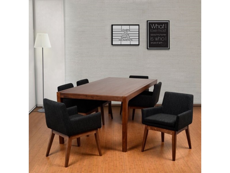 Midtown Concept Ruby 7 Piece Liqurice Rectangular Dining Set  - Lifestlye