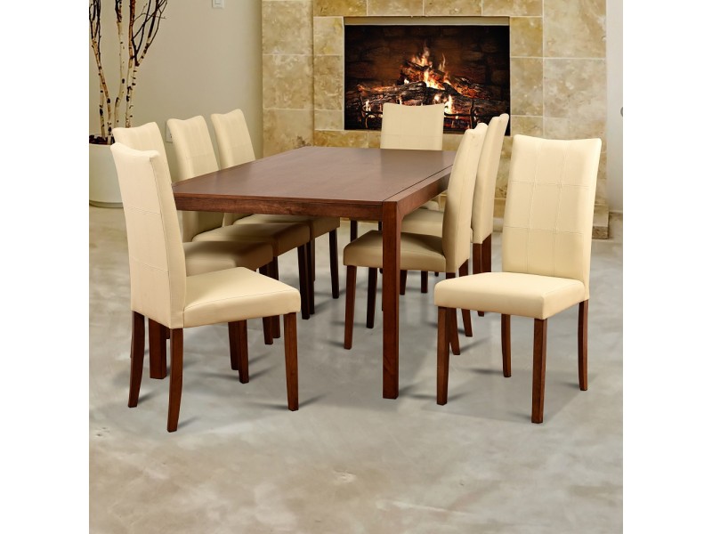 Midtown Concept Tatiana 9 Piece Cream Rectangular Dining Set - Lifestyle