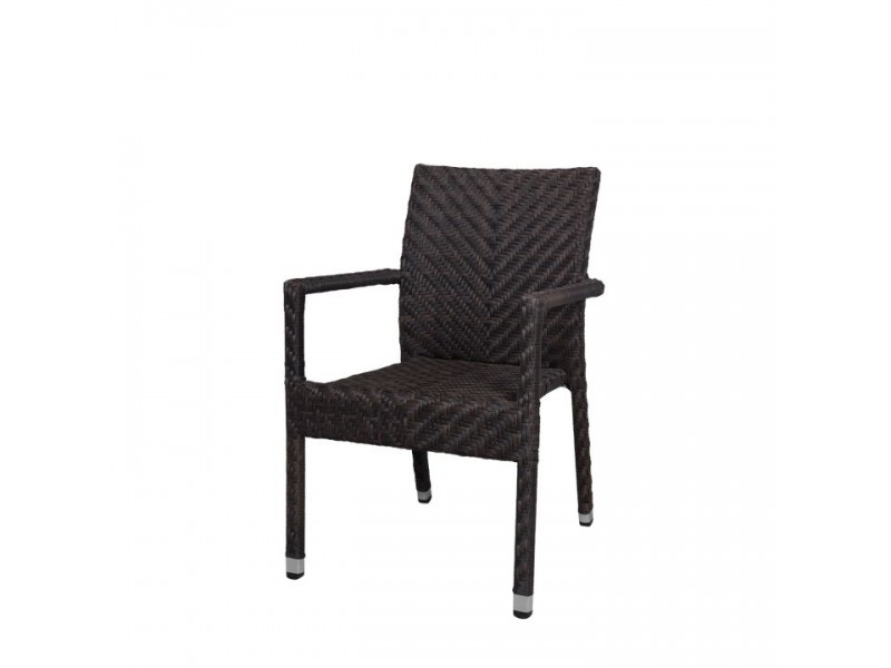 Miami Dining Arm Chair - Espresso Wicker - Angled