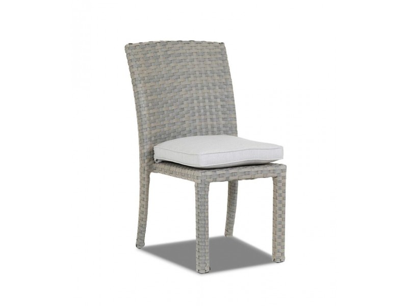 Majorca Armless Dining Chair with Cushions in Cast Silver 