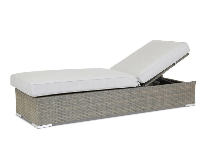 Majorca Adjustable Chaise with Cushions in Cast Silver