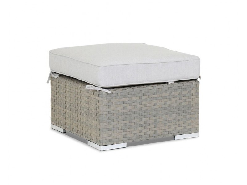 Majorca Ottoman with Cushion in Cast Silver