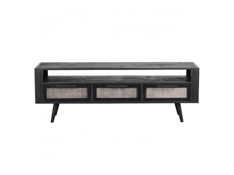 NovaSolo Nordic Smooth Boat Wood & Iron TV Dresser - 3 Drawers