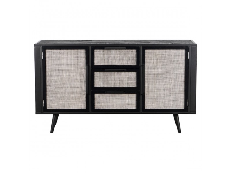 NovaSolo Nordic Smooth Boat Wood & Iron Buffet 2 Doors 3 Drawers