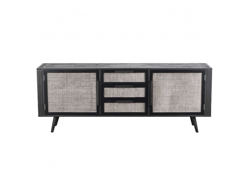 NovaSolo Nordic Smooth Boat Wood & Iron Buffet 2 Doors 3 Drawers
