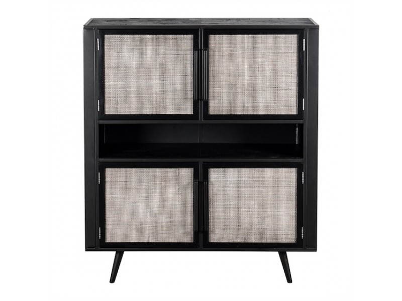 NovaSolo Nordic Mindi Smooth Boat Wood & Iron Buffet - 4 Doors