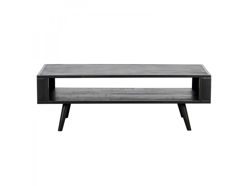  NovaSolo Nordic Mindi Smooth Boat Wood & Iron Coffee Table Open Shelf