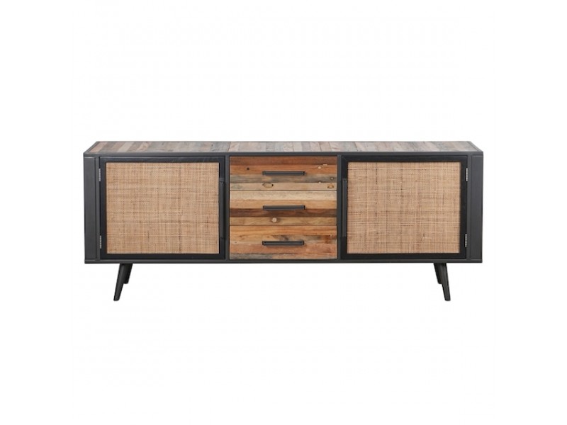  NovaSolo Nordic Rattan Boat Wood & Iron Buffet - 2 Doors 3 Drawers