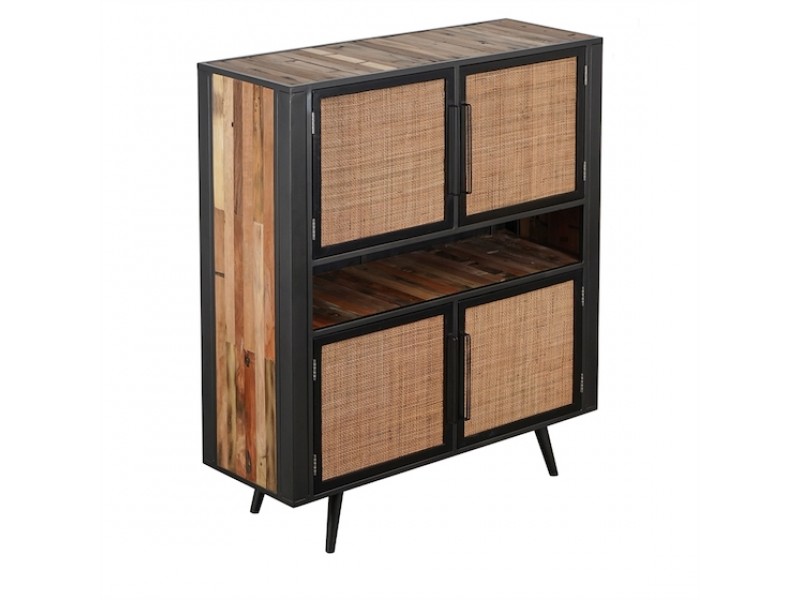 NovaSolo Nordic Rattan Boat Wood & Iron Buffet - 4 Doors