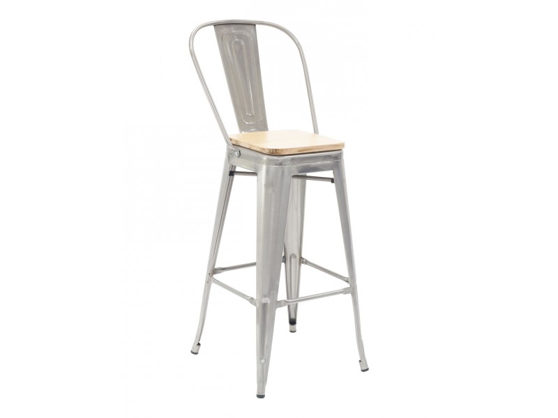 Industrial Barstool - Clearcoat & Solid Colors - White Seat plate
