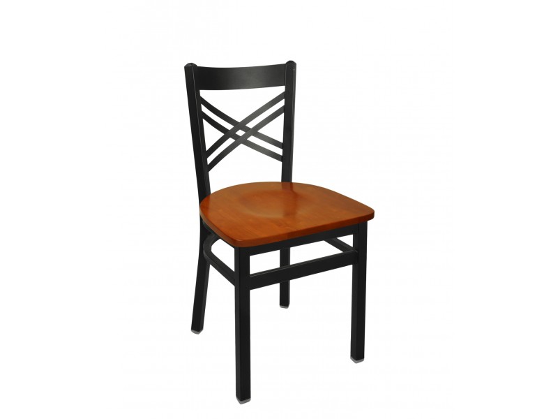 Akrin Cross Back Chair With Steel Frame And Sand Black Finish