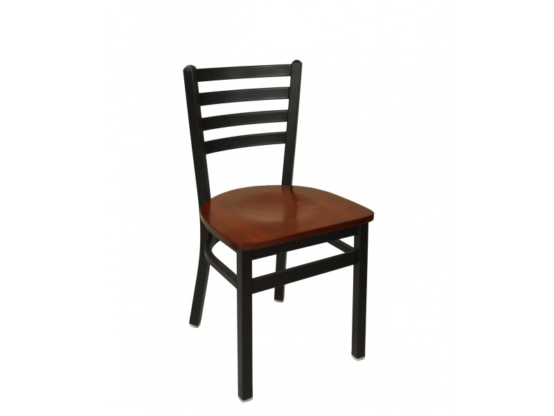 Lima Ladder Back Barstool With Steel Frame And Clear Coat Finish 