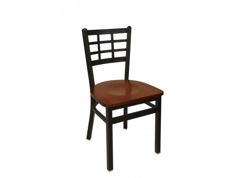 Marietta Window Pane Chair With Steel Frame And Sand Black Finish