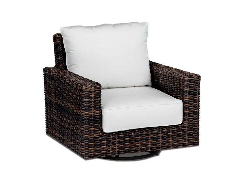 Montecito Wicker Swivel Rocker Club Chair With Cushions - White BG
