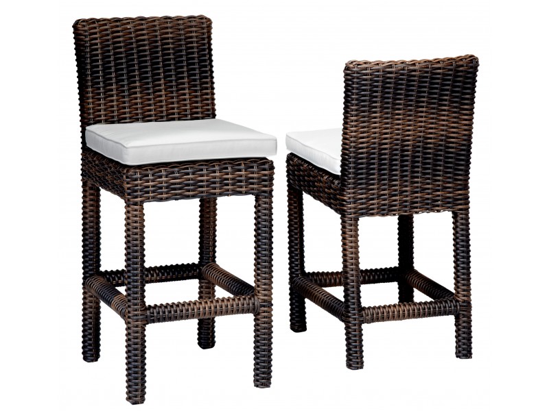 Montecito Wicker Barstool With Cushions In Canvas Cork
