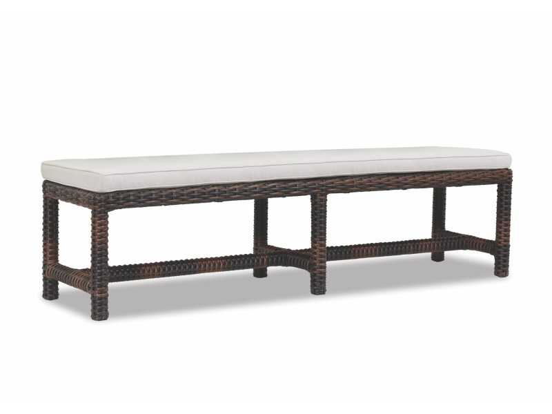 Montecito Dining Bench With Cushions in Canvas Flax With Self Welt