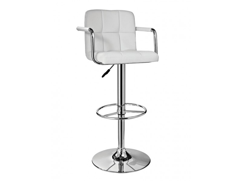 White and Chrome Quilted Barstool
