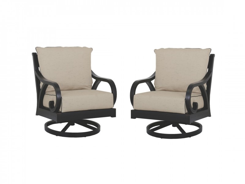 Monterey Wicker Swivel Rocker With Cushions - In Set
