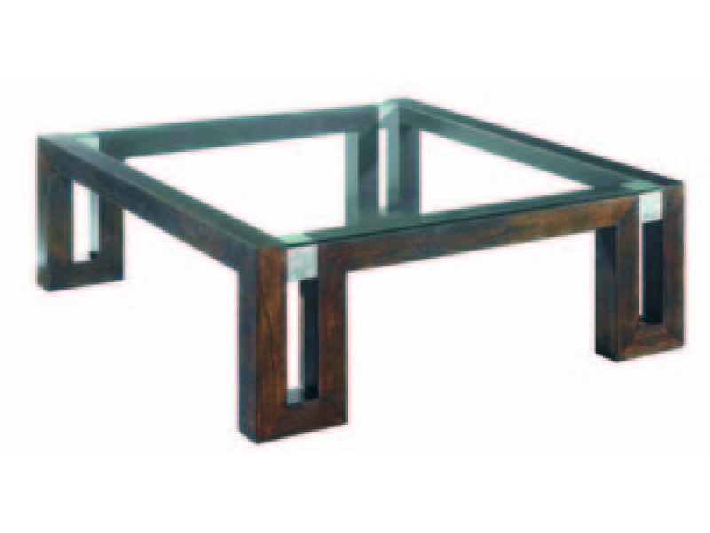 Allan Copley Designs Calligraphy Square Glass Top Cocktail Table