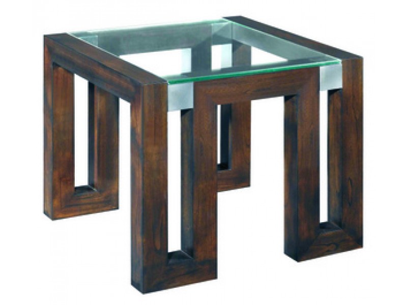Allan Copley Designs Calligraphy Square Glass Top End Table