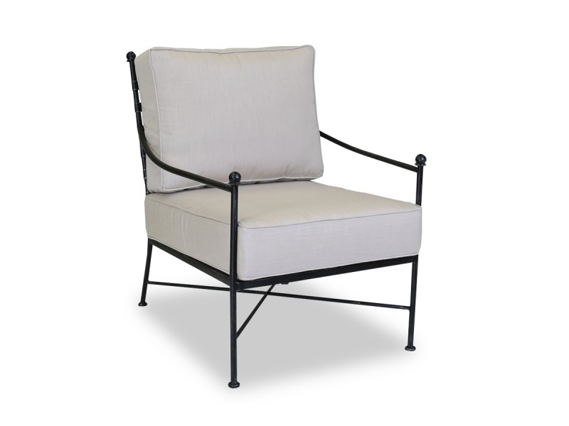 Provence Aluminum Club Chair With Cushions In Canvas Flax With Self Welt