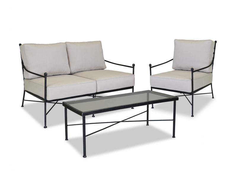 Provence Aluminum Loveseat With Cushions - With Set
