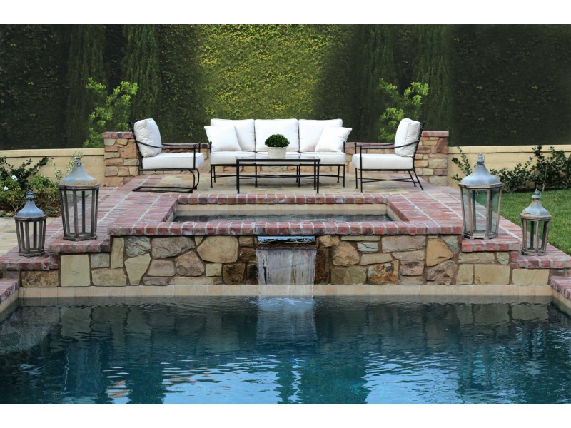 Provence Aluminum Sofa with Club Chairs and Coffee Table 