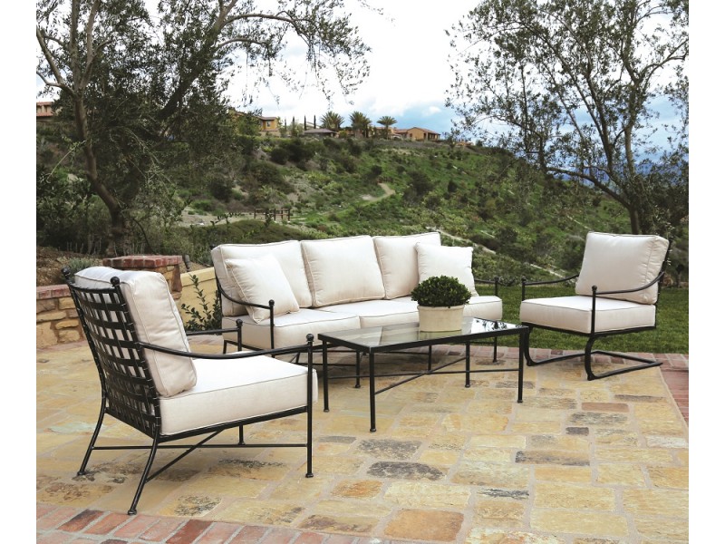 Provence Aluminum Sofa with Club Chair, Club Rocker and Coffee Table - Lifestyle