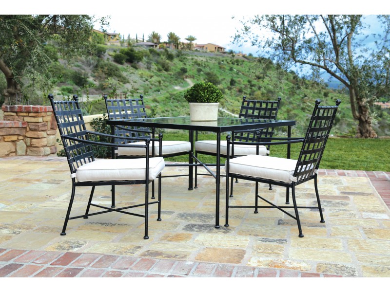 Sunset West Provence Aluminum Dining Chairs with Dining Table - Lifestyle