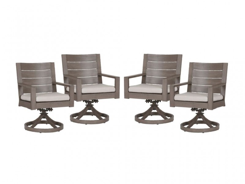 Aluminum Laguna Swivel Dining Chair With Cushions - Set of 4