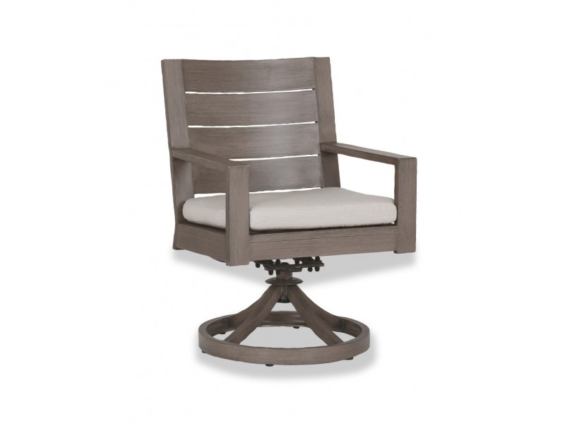 Laguna Swivel Dining Chair With Cushions In Canvas Flax