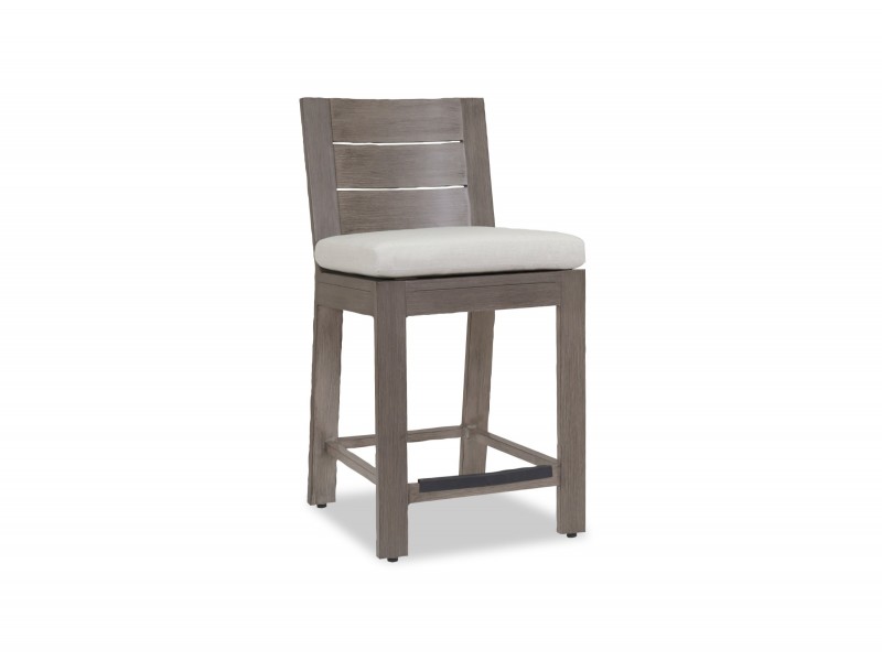 Sunset West Laguna Aluminum Barstool With Cushions In Canvas Flax