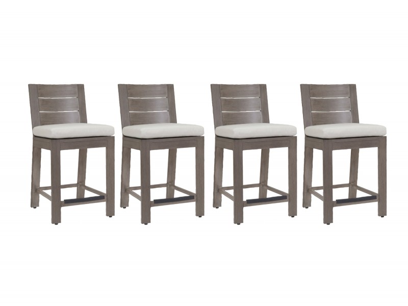 Laguna Counter Stool With Cushions In Canvas Flax - Set of 4