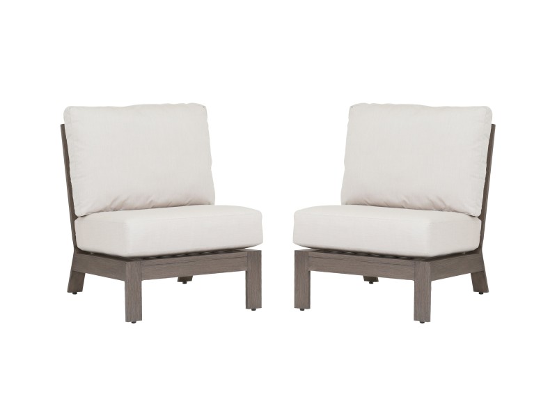 Laguna Aluminum Armless Club With Cushions In Canvas Flax - Set of 2
