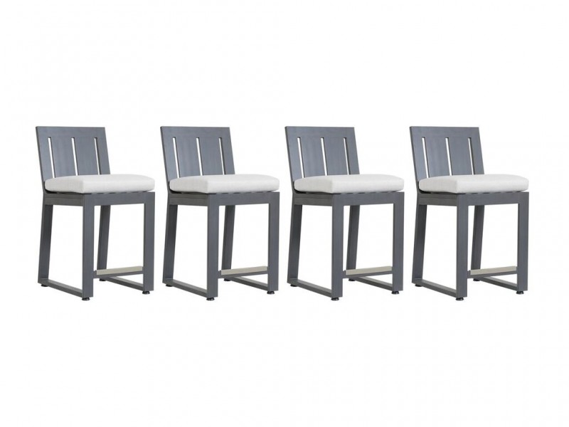 Redondo Barstool With Cushions In Cast Silver - Set of 4